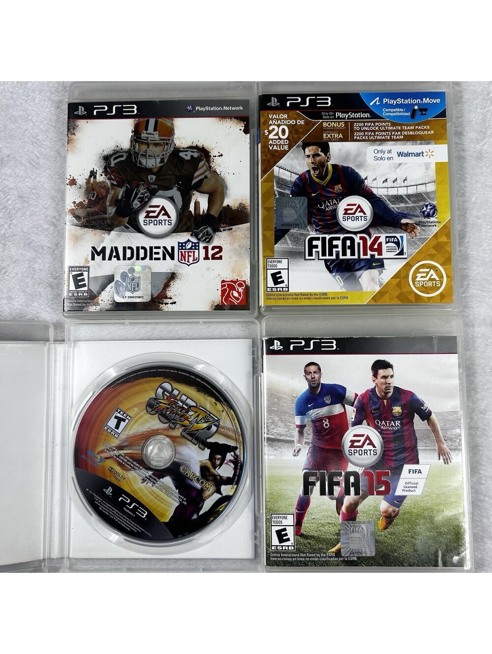 PlayStation 3 Game Lot Super Street Fighter IV FIFA 14 & 15 Madden NFL 12 Tested